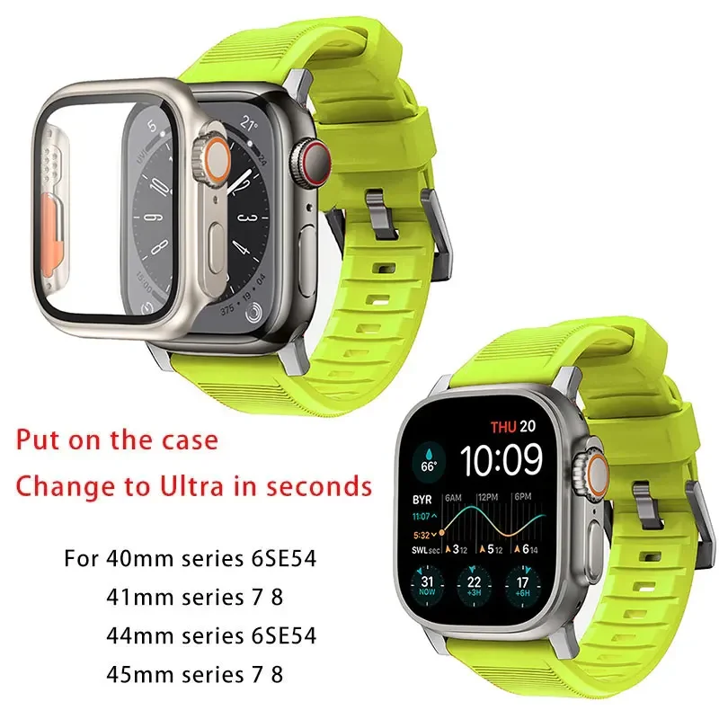 Case+Strap For Apple Watch Band 44mm 45mm 41mm 40mm Screen Protector Cover Change Ultra 49mm Bumper Case iWatch 8 7 SE 6 5 4 3