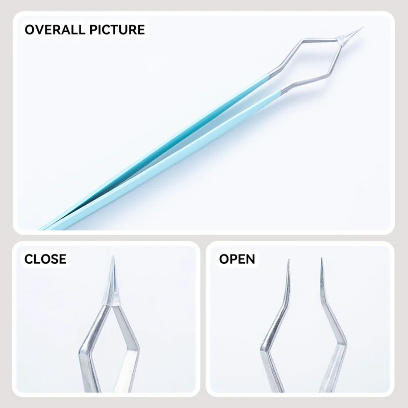 신형 스테인리스 스틸 속눈썹 분리 핀셋 고정밀 곡선형 직선형 섬유 팁 속눈썹 핀셋 눈썹 핀셋 메이크업 도구