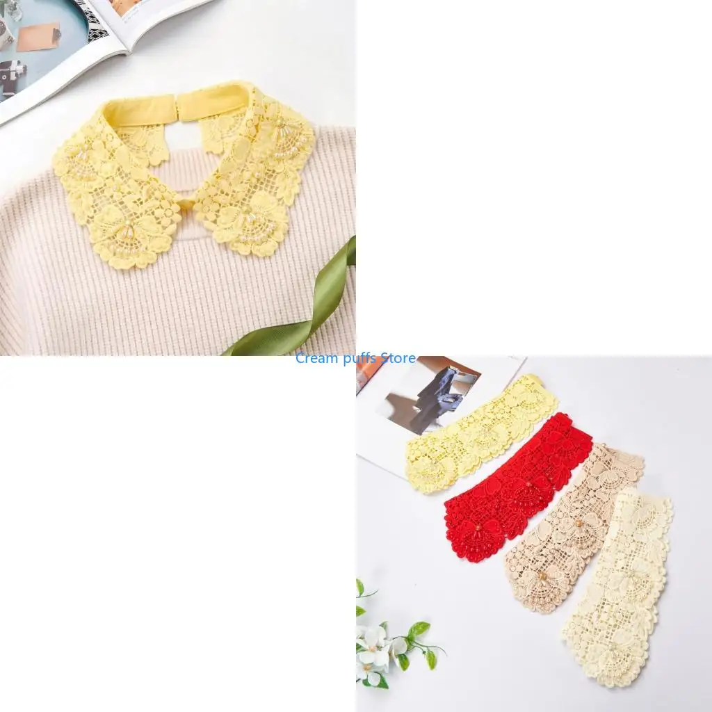 50LE Classical Victorian Embroidered False Collar For Blouses And Evening Dresses Decoration Embroidered Lace Neckline