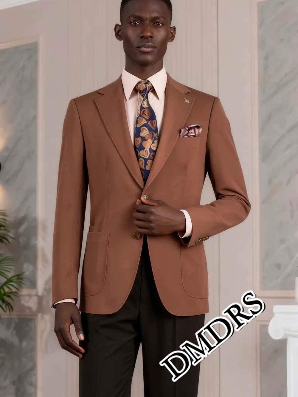 

DMDRS Formal Classic Single-Breasted Men's Suit Set For Wedding Elegant Business 3PCS Men's Suit Set (Jacket, Vest, Pants)