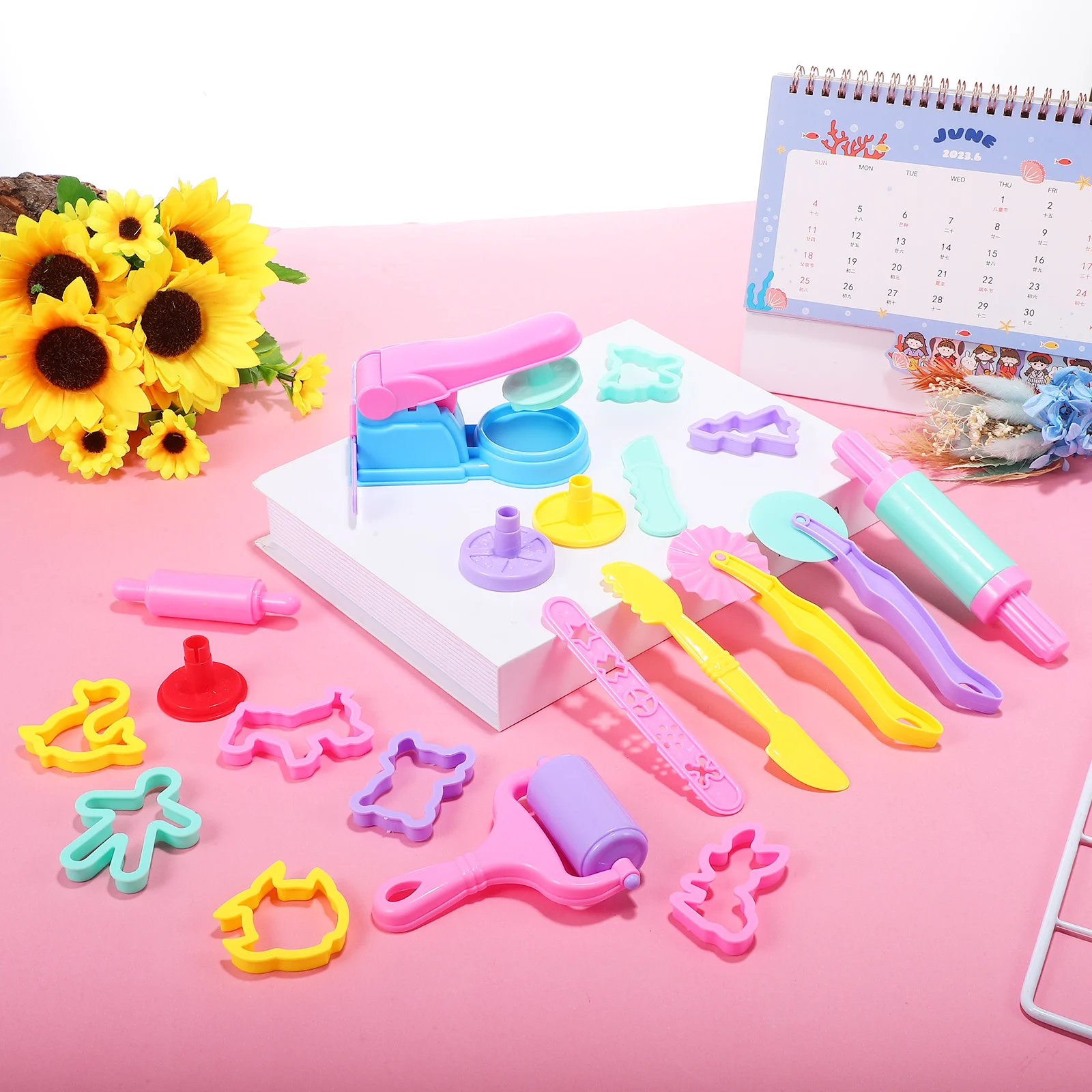 Ferramentas de massa de plástico para crianças, conjunto de moldes de cozimento, kit de ferramentas de argila animal, acessórios de brinquedos de modelagem