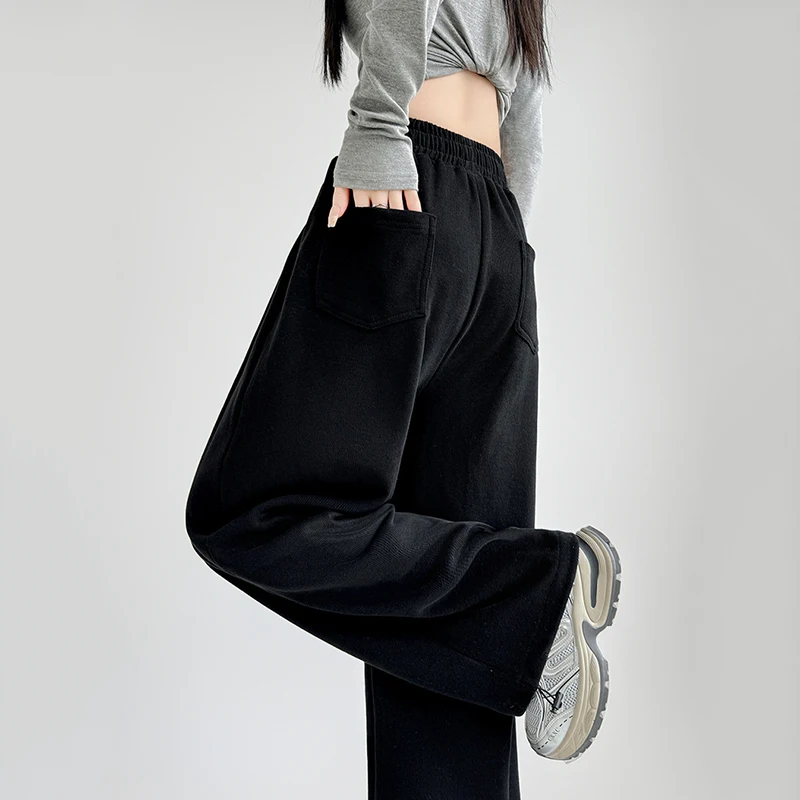 Pantaloni sportivi oversize in vita elastica per donna 2025 Pantaloni larghi primaverili in tinta unita Donna Studente Pantaloni larghi Hip Hop unisex
