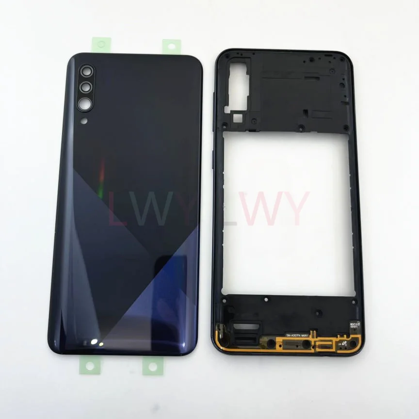 Full Housing Case For Samsung Galaxy A30s A307 Battery Back Cover + Middle Frame Rear Door Sticker Replace