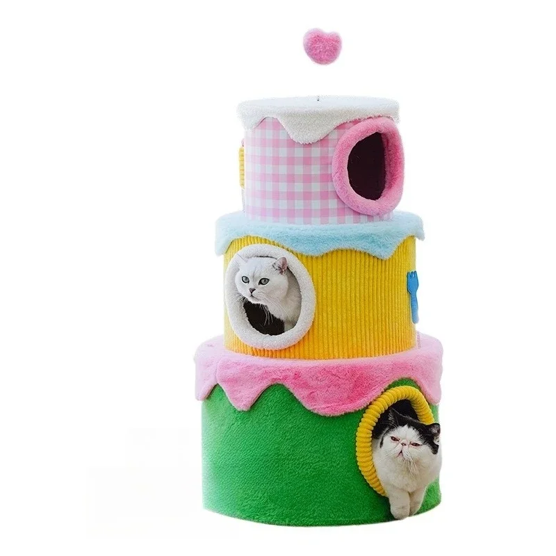 Pet Birthday Cake Cat Climbing Frame Cat Nest Cat Tree Integrated Tongtian Post  Scratch Board Climbing Frame Jumping Platform