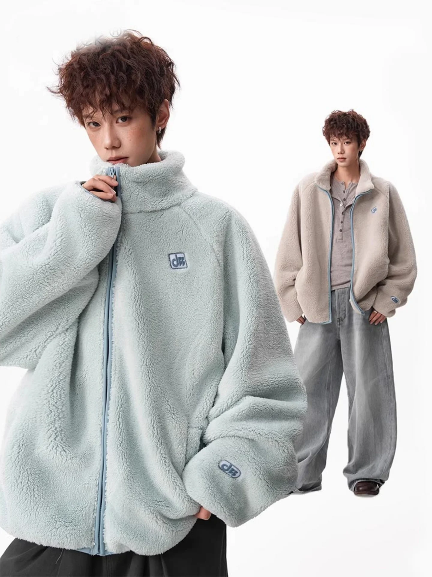 

American Sle Thiened Plu Jaet Stand Collar Loose Fit Warm Outerwear for Couples Winter Cotton Coat Soft Fce