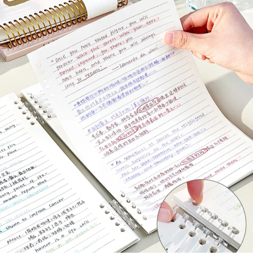 Simple Stationery A5/B5 Binder Notebook PVC Cover Gradient Color Kawaii Loose-Leaf Notebook 60 Sheets Horizontal Line