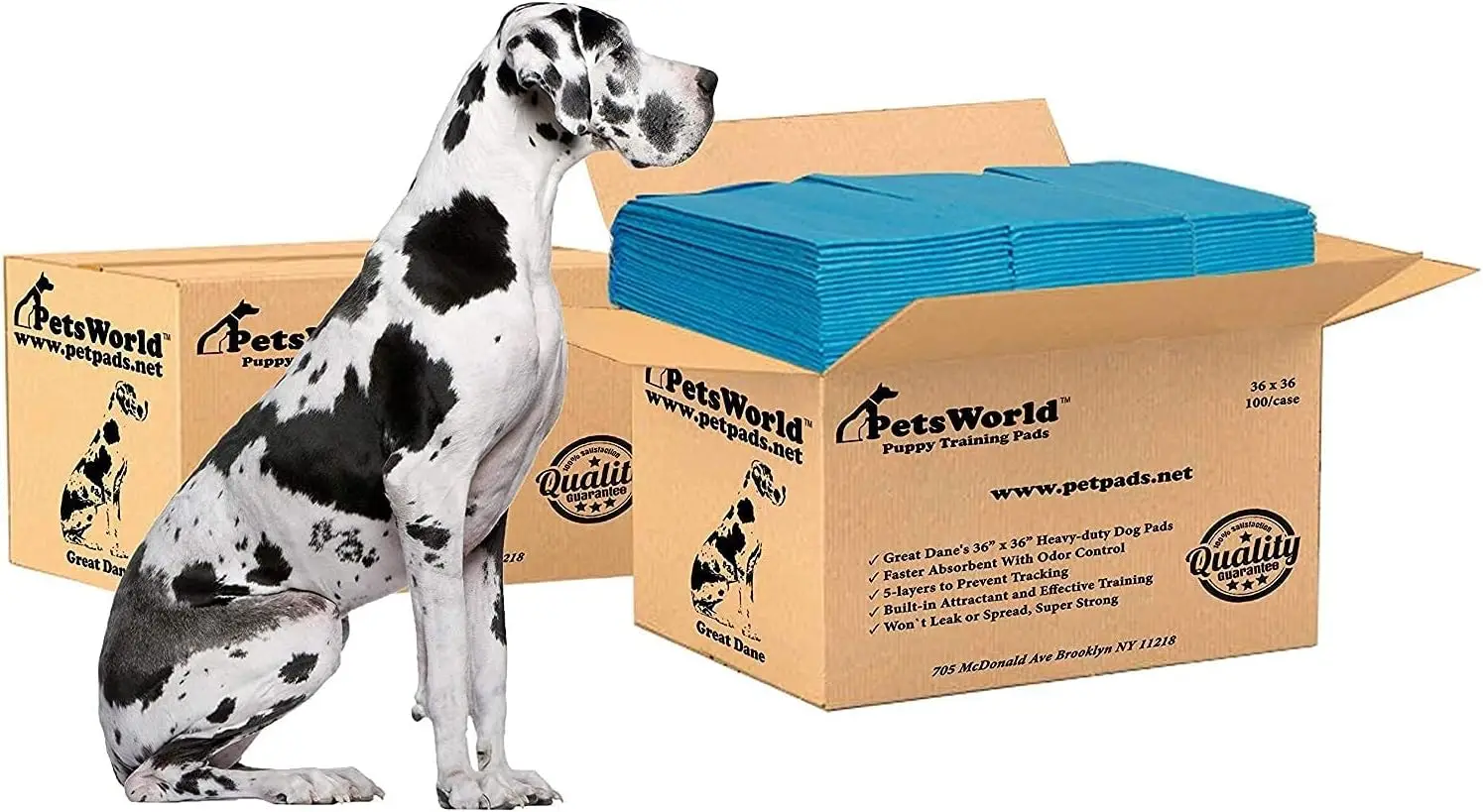 Odor Eliminando Pee Pads para Cães, Gigantic Great Dane Pads, 36 "x 36", 400 Contagem, 5 Camadas