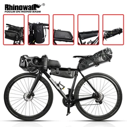 Rhinowalk Bike Bag Set Waterproof Bicycle Pannier Handlebar Bags Frame Top Tube Bag MTB Saddle Bag Travel Water Bottle Bag