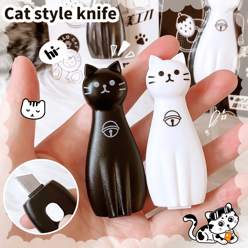 school kawaii stationery store cute pockets knife mini cutter Box cutter Cat-shaped utility knife Pocketknives cute things