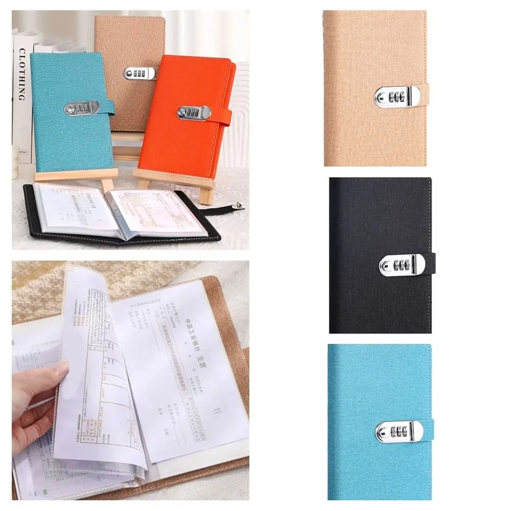 Portable Refillable Paper Password Book Envelop Money Planner Lock Diary Binder PU Leather Safe Journal Notepad Gift