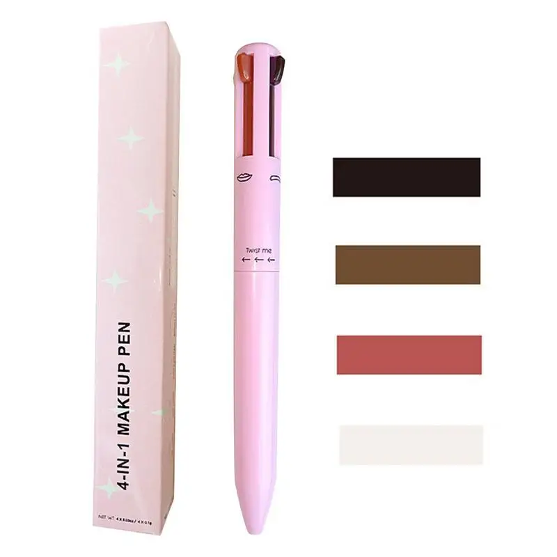 4-in-1 Makeup Pen EyeLiner Brow Liner Lip Liner Highlighter Pen MultiFunctional Travel Makeup Pencil Refillable Magic Pen Makeup
