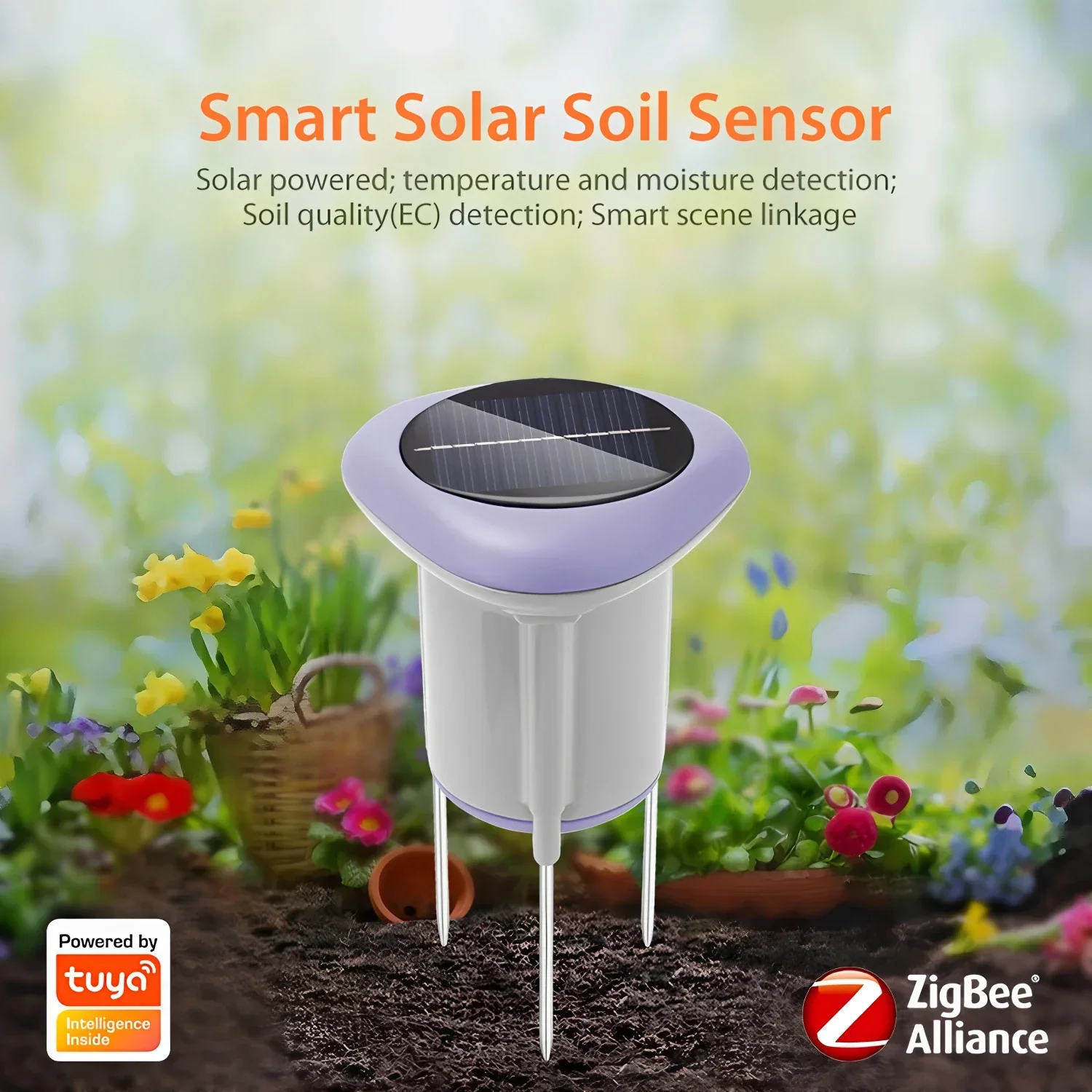 Tuya Smart ZigBee Sensore solare del terreno Misuratore di temperatura e umidità Termoigrometro Rilevatore di irrigazione per l'automazione del giardino domestico