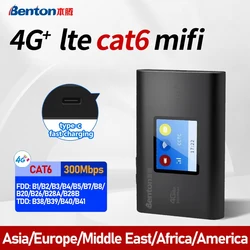 Benton Portable Wireless WiFi 4G Plus Router 3G 4G LTE MiFi CAT6 300Mbps 2.4GHz WiFi Repeater 16Users Mobile Hotspot Internet