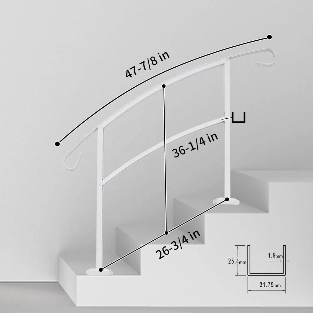 Grisham Aluminum Handrails for Outdoor Steps,3 Step Outdoor Hand Railing Fits 1 to 3 Steps Outdoor Railing Stair Railing Kit (2