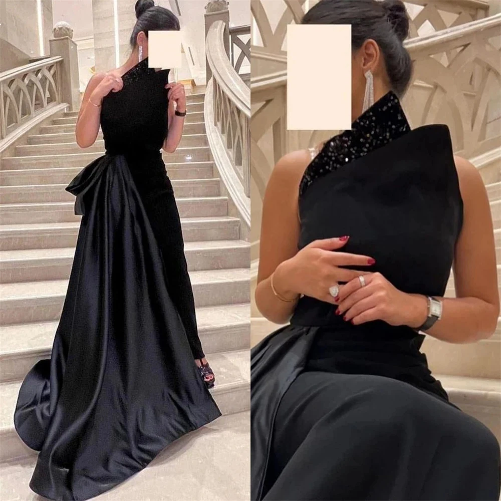 

Customized YIpeisha 2024 Fashion Prom Dresses Black Strapless Celebrity Draped Satin Occasion Luxury Evening Gown birthday dress