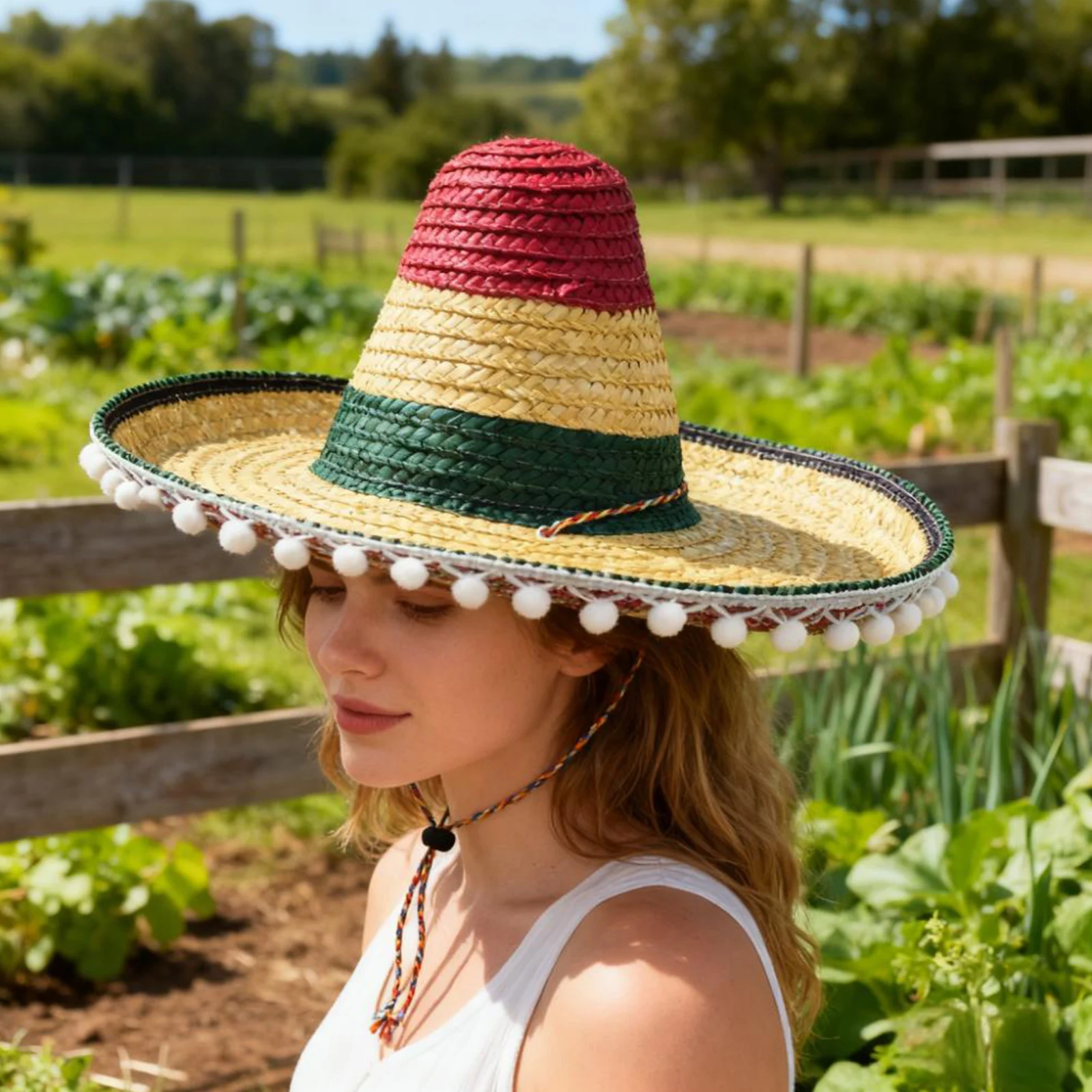 paja mexicano Carnaval ancho Beige Fiesta   verano colorido ala ancha   fiesta mexicano Ha