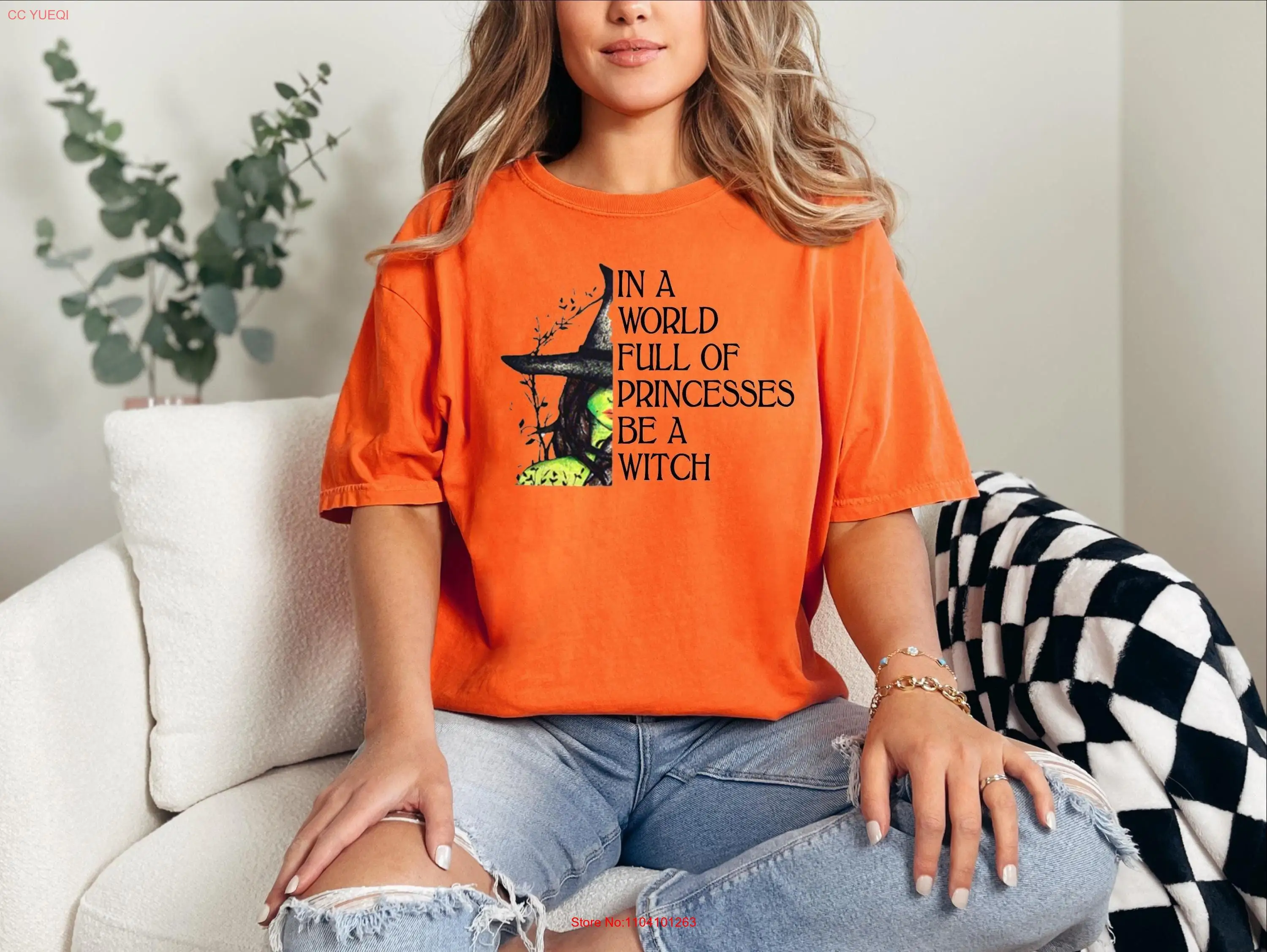 

Halloween Witch Comfort Colors T Shirt In A World Full Of Princesses Be Feminist GifT Witchy Vibes Women