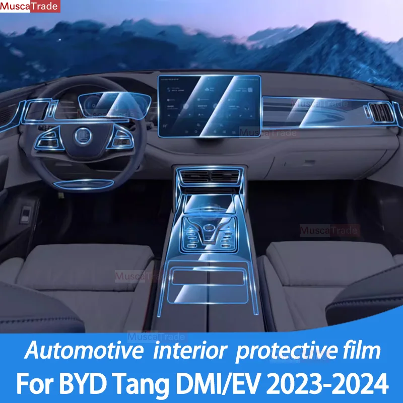 

For BYD TANG EV DMI 2023 2024 Accessories Gearbox Panel Dashboard Navigation Automotive Interior Screen TPU Protective Film