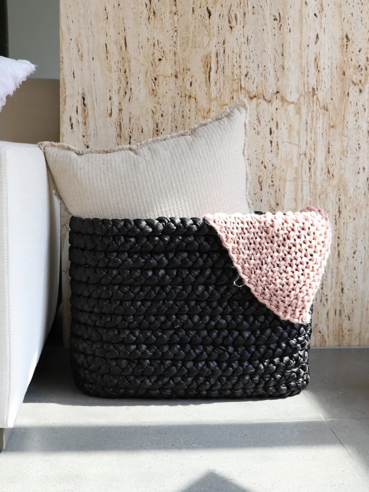 

Bla Wier Sofa Narrow Storage Basket Weaving Cabinet Frame Organizer Basket for Living Room And Bedroom Storage