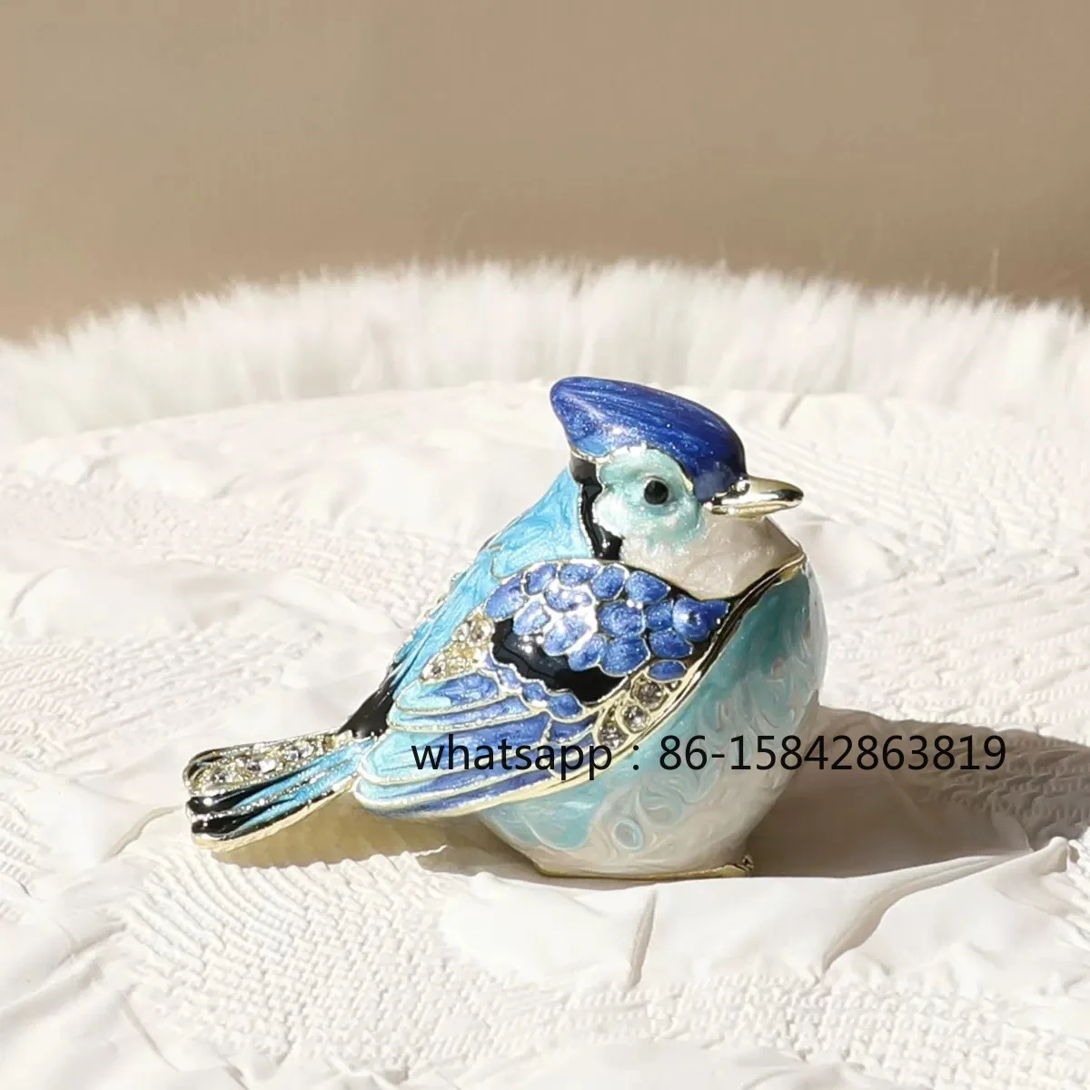 High-end Home Decoration, Enamel Handmade Auspicious Bird Metal Ring Jewelry Jewelry Box