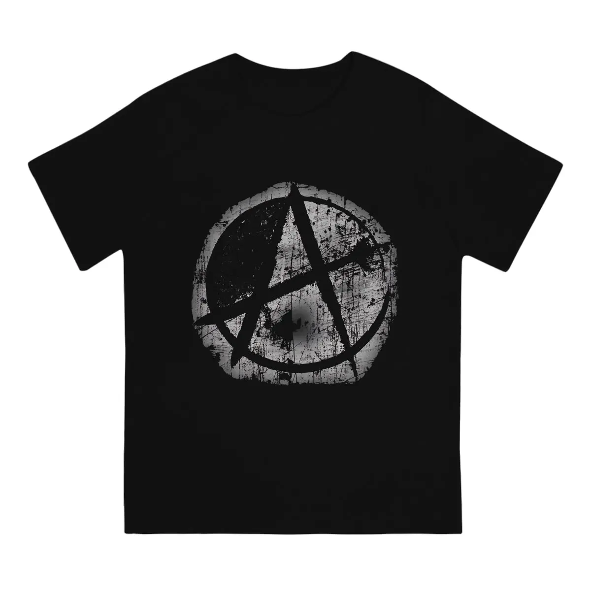 Anarchy Anarchist Symbols Distressed Stencil Sprayed Graffiti Style T Shirt Grunge Men Tees Summer Clothing Polyester O-Neck