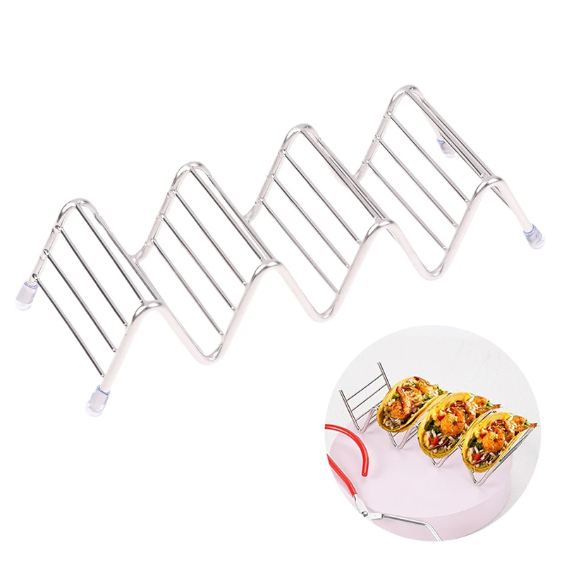 Taco Holder Mexican Pizza Roll Shelf Burrito Potato Chips Rack Shells Taco Rack Stainless Steel Creative Tableware Pancake Stand