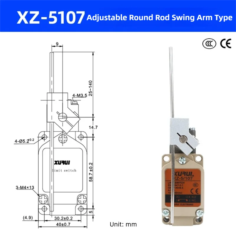 1PC, XURUI Endschalter 10A/250VAC, IP66, robuste Konstruktion aus Aluminiumlegierung, Schalttafeln und industrielle Steuerungssysteme