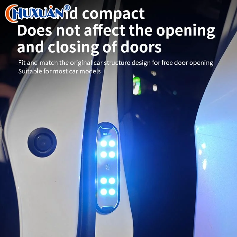 [Q]Car Door Lights LED Colorful Flashing Decorative Welcome Light Magnetic Paste Auto Open Door Emergency Warning Signal Lamp