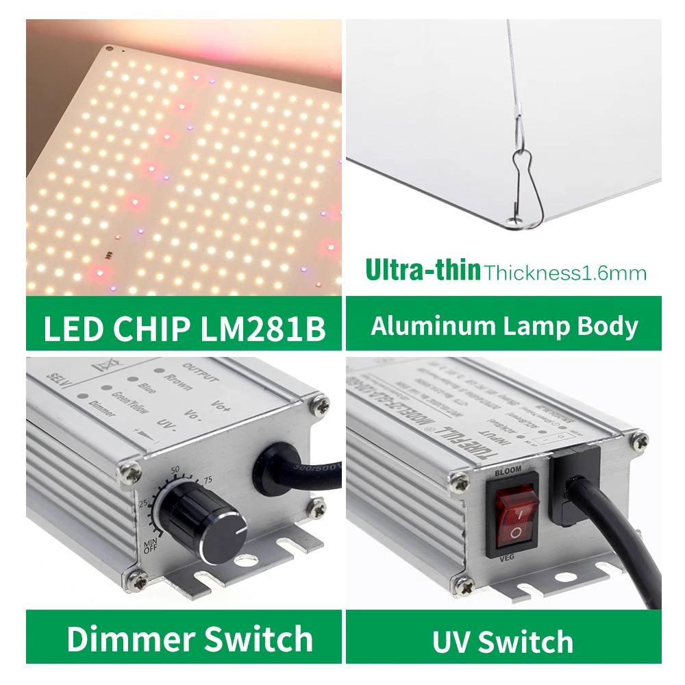 120 واط-240 واط قابل للتعديل الطيف الكامل الكم مجلس LED مصباح النمو لإضاءة نمو النباتات المائية الدفيئة
