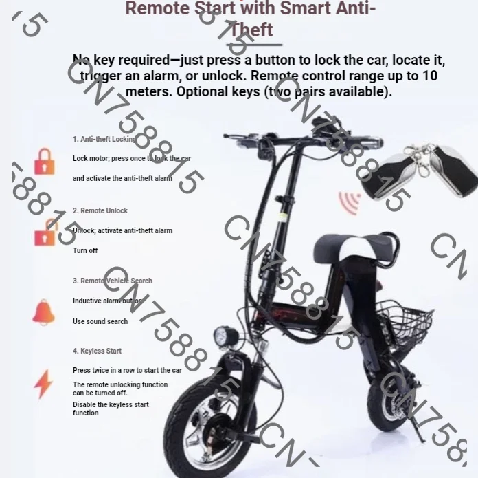 double adult lithium battery, ultra-light battery car，Small, lightweight, foldable, portable electric vehicle