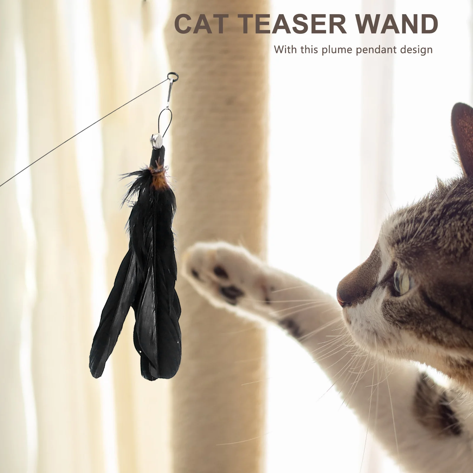 Cats Training Clicker Funny Toy Kitten Toys Teasing Sticks Teaser with Suction Cup