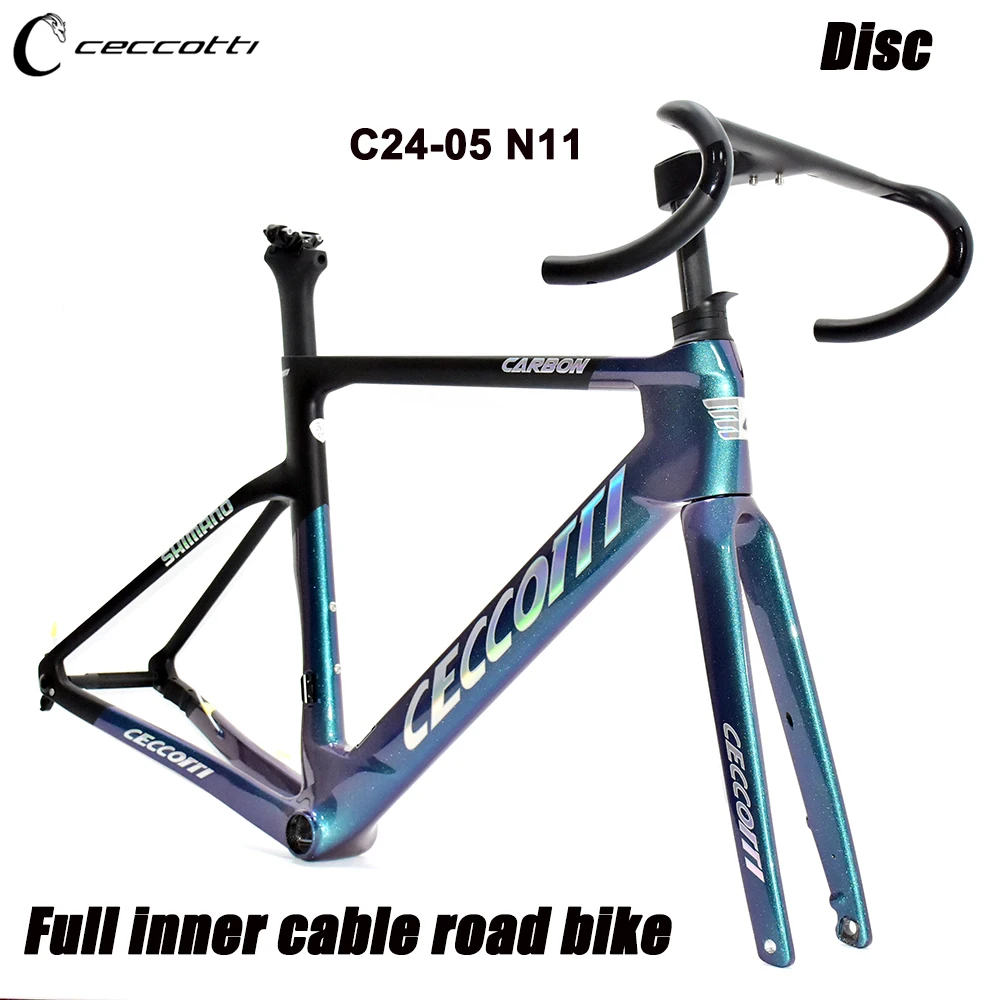 CECCOTTI  Carbon Bicycle Frame Work Thru Axle 12x142mm Ultra Light Disc Brake Cyclocross 700C Road Max 30mm Frameset