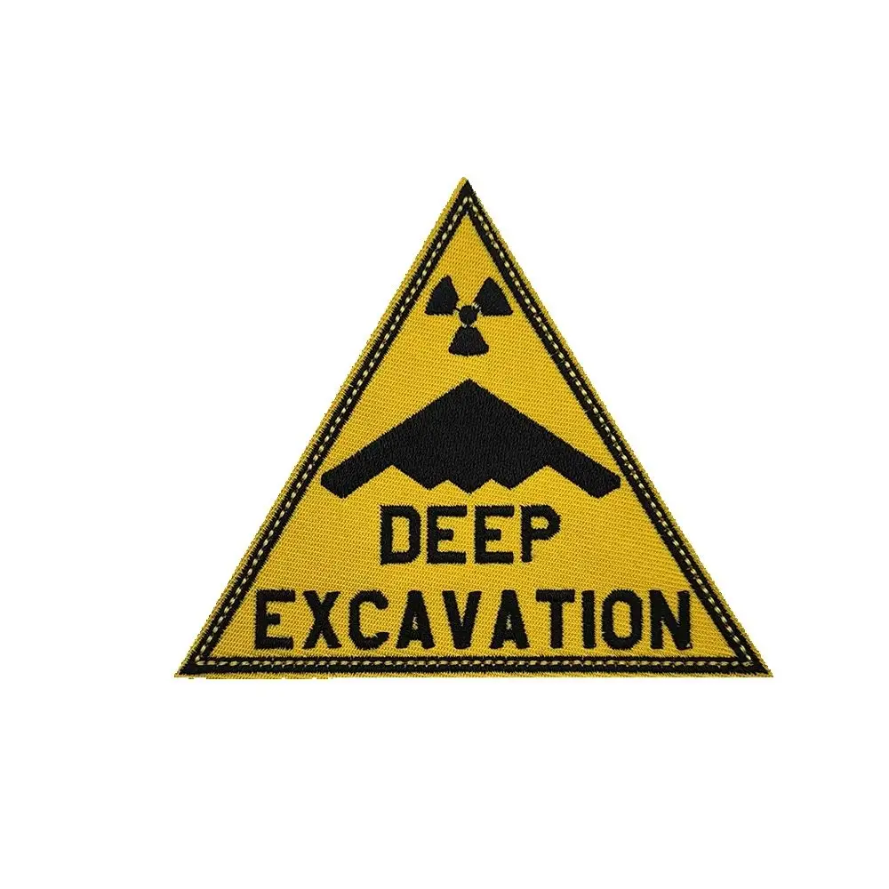 

Deep Excavation Radiation Warning Triangle Tactical Embroidered patch Hook & Loop Morale badge for jacket, Backpack