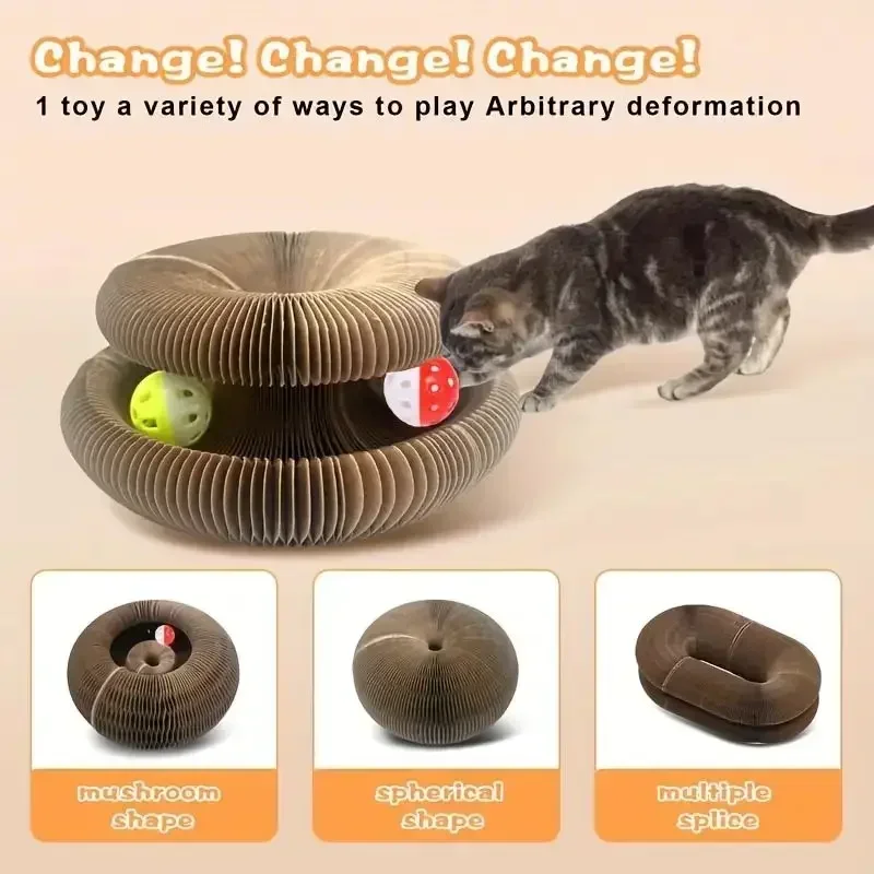 Foldable Cat Scratch Board - Interactive Sisal Pad with Ball  - Durable, Reusable, Catnip-Enhanced Claw Grinder for Feline Fun