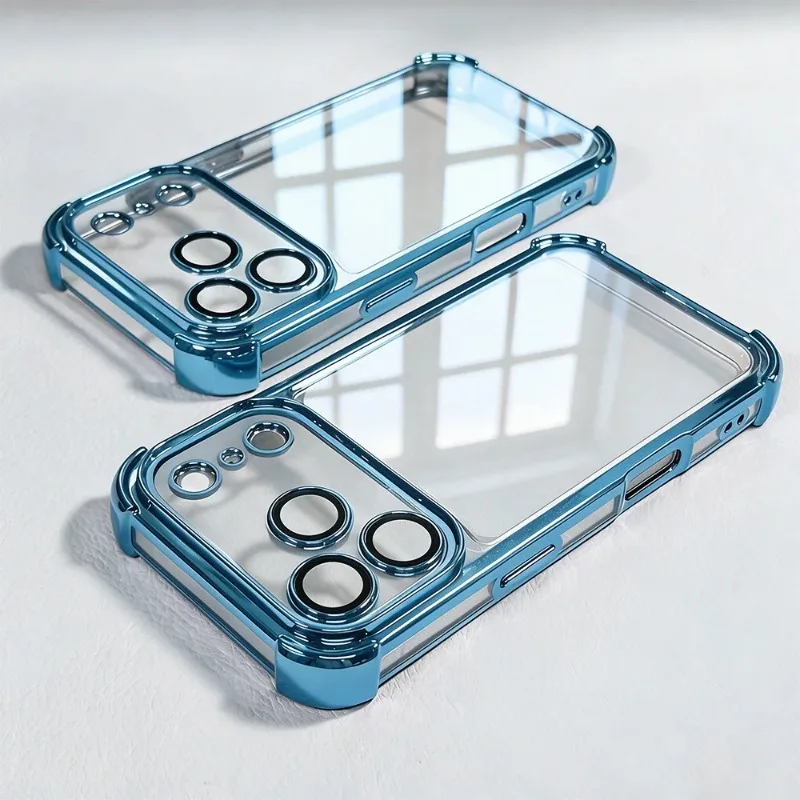 Luxuriöse, galvanisierte, stoßfeste, transparente Handyhülle für iPhone 18 Pro 17 15 14 13 12 16 Pro Max mit Linsenschutzfolien und transparentem Bumper. – Detail 4