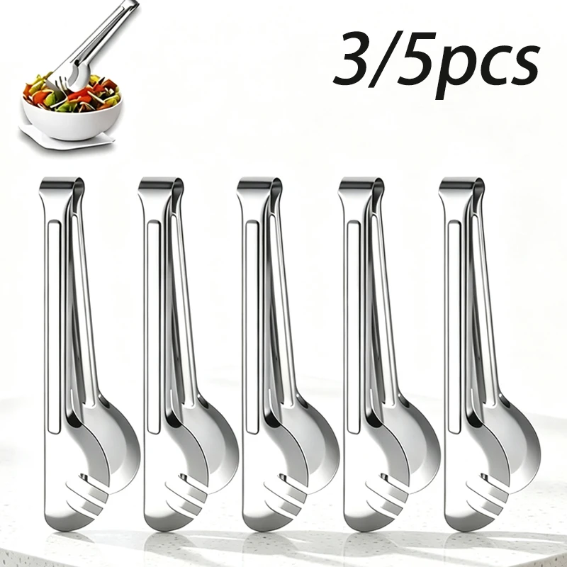 3/5pcs semicircular kitchen clips, stainless steel food clips, salad bread cooking banquet utensils.