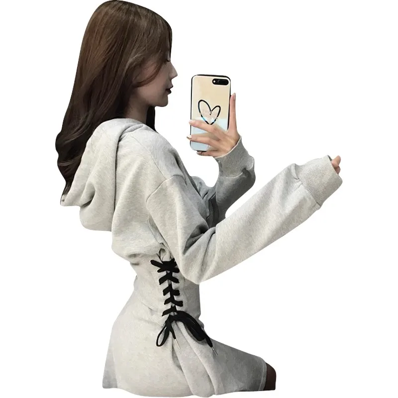 Sukienki Damskie z Długim Rękawem Sukienka Wieczorowa na Imprezę Jesienna Modalna Marszczona Stójka Regularny Krój Styl Preppy Prążkowana Prostota Pikantna