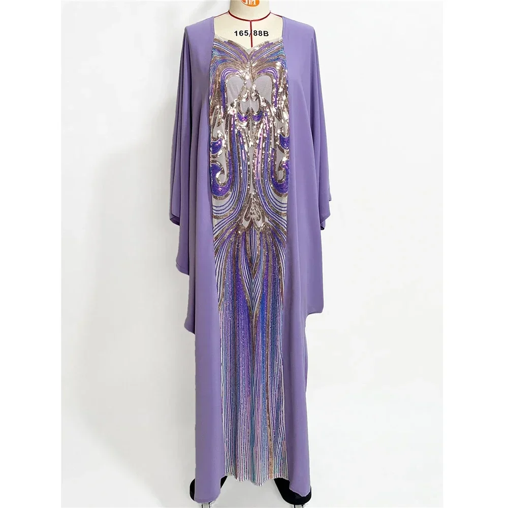 

Sequins Embroidery Abaya Batwing Sleeve for Muslim Elegant Women Maxi Dress Turkey Eid Party Islam Morocco Kaftan Jalabiya Gowns