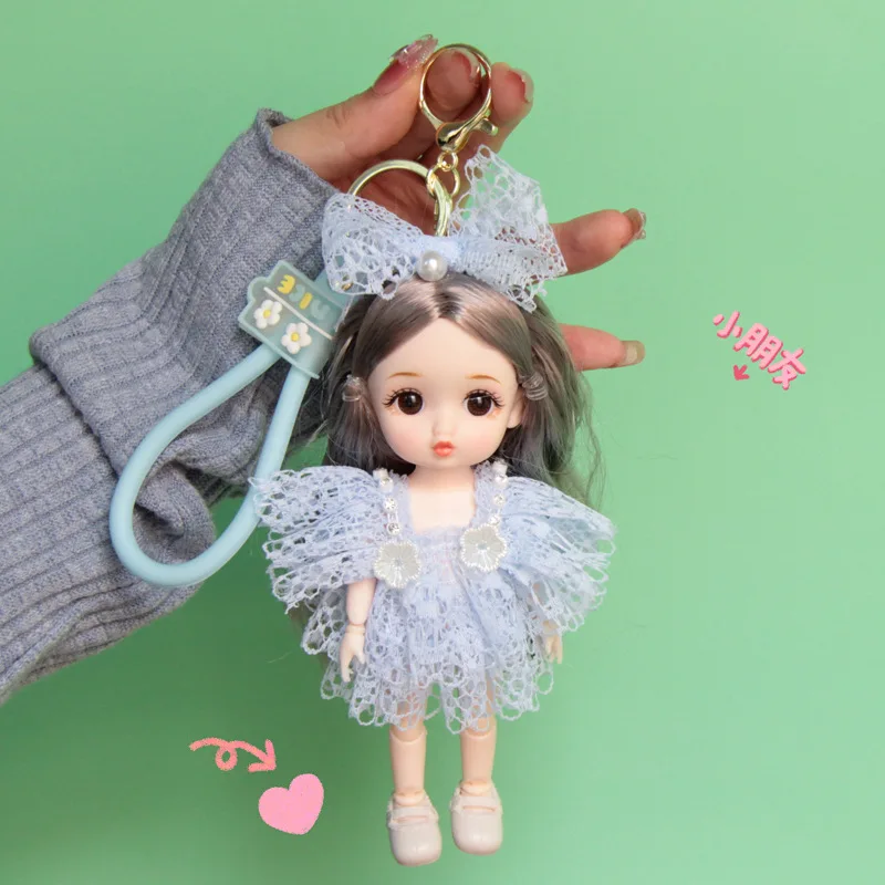 سلسلة مفاتيح دمية مقاس 17 سم، حقيبة مدرسية للأطفال، هدية عيد ميلاد للفتيات الصغيرات #3