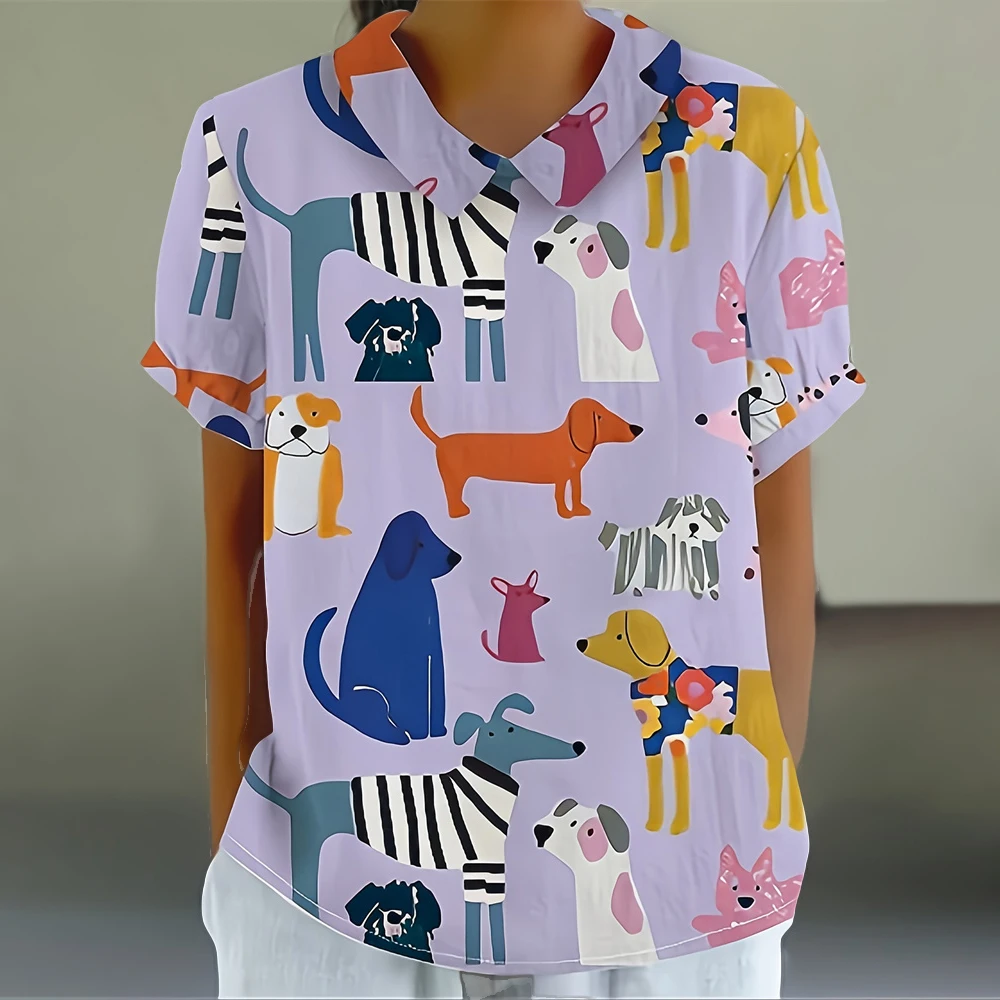 

Animal Graphic T Shirts Fashion Woman Clothing Summer Women's T-Shirt Lapel Top Women Korean Reviews Many Clothes Short Sleeve