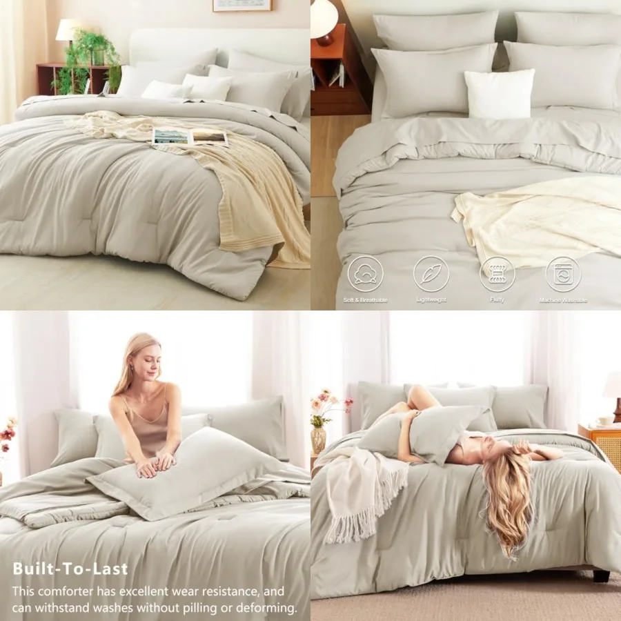 

Comforter Set, 7 Pieces Bed in a Bag Soft Bedding Comforter Set with Sheets, All Season Boho 7PC Bed Sets with Comforter, Fitte
