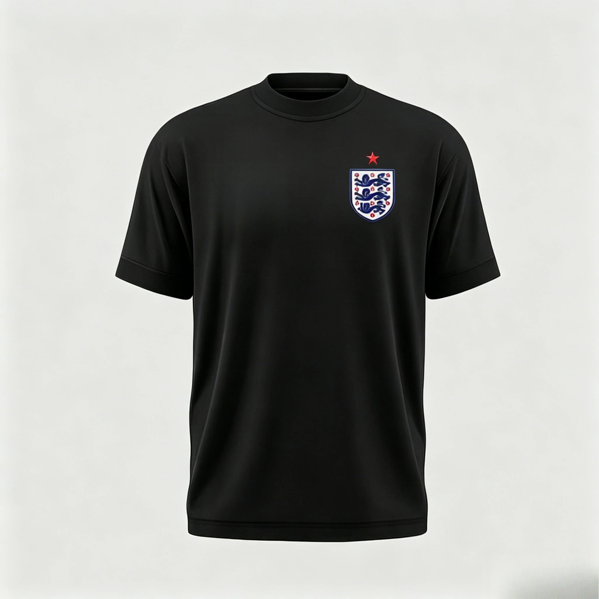 Three Lions Shield Grafik-T-Shirt mit Stern-Abzeichen-Print, kurzärmeliges Sommer-Baumwoll-T-Shirt, England Fußball-Fan, Unisex, Streetwear-Oberteile – Detail 10