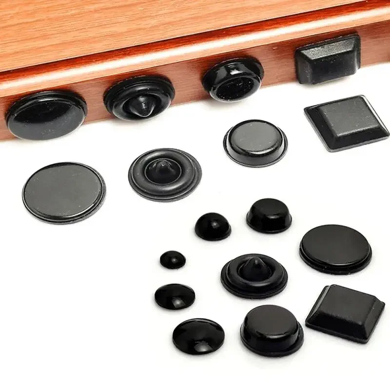 Silicone Cushion Mat, Self-Adhesive Pad, Black/Clear Rubber Feet, Cabinet Plug Bumper Pad, Adhesive Cushion Cabinet Door Mat