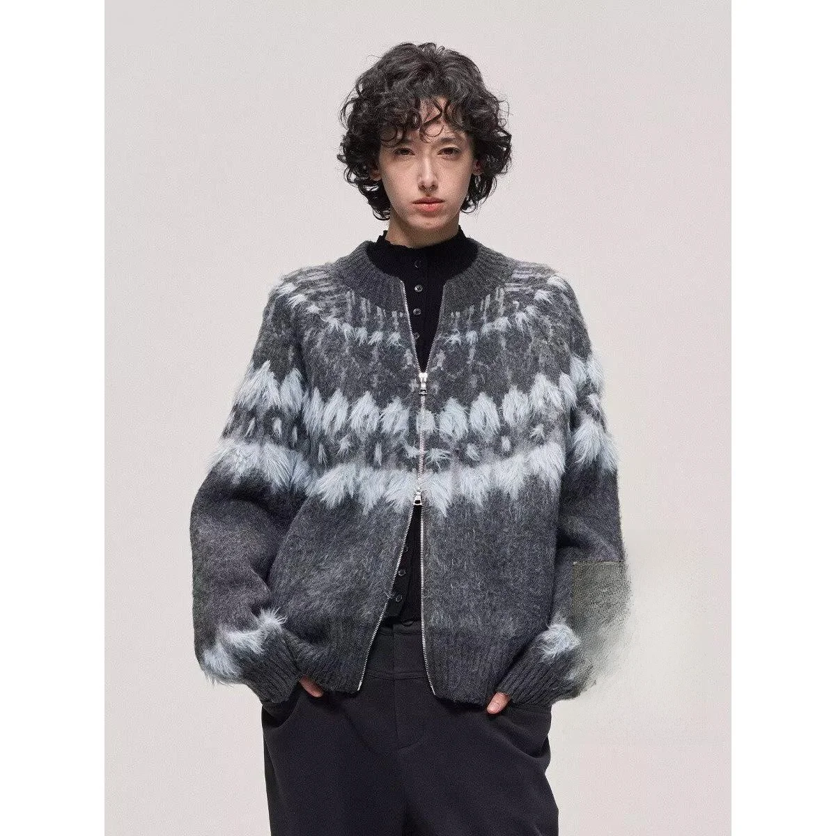 

American Sle V-Ne Knitted Sweater Cardigan Men's Color Casual Loose Fit Winter Outerwear Bo Trendy Polyester