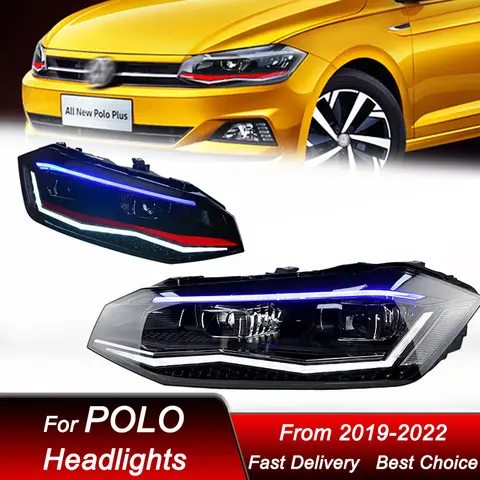 Car Headlights For Volkswagen VW POLO GTI 19-22 LED RHD Headlamp Assembly Upgrade High Configure Projector Lens Accessories Kit