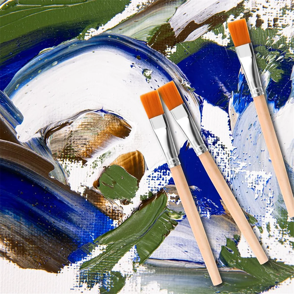 

ABVS 30Pcs Flat Paint Brushes, 3/4 Inch Wood Paint Brush Artist Craft Paint Brushes Watercolor Brush Bulk Painting for Art