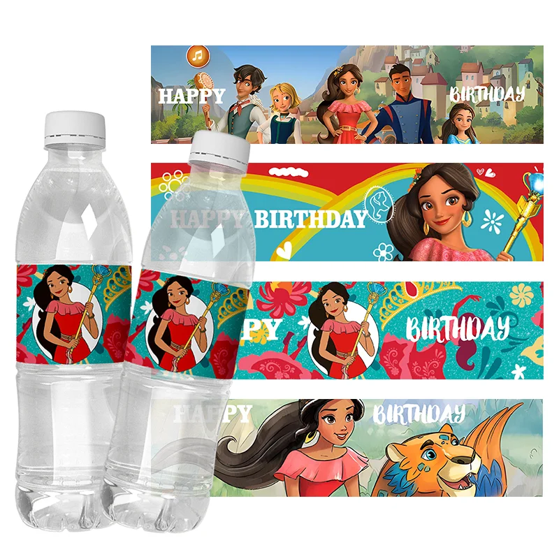 

Water Bottle Wrapper Stickers for Kids Party Disney Maria Avalor Water Bottle Labels Happy Birthday Baby Shower Decoration6pcs