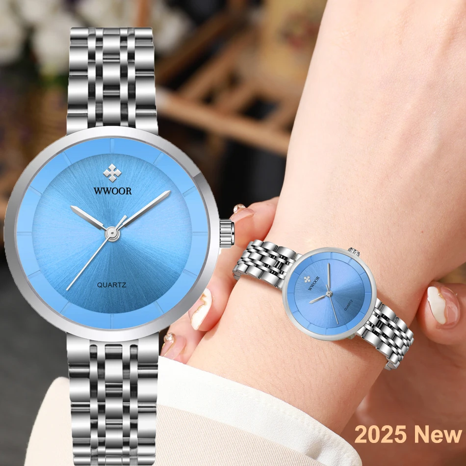 Wwoor 2025 Design Women's Watches Top Luxury Quartz Watch For Women Stainless Steel Solid Strap Waterproof Dress Ladies Clock
