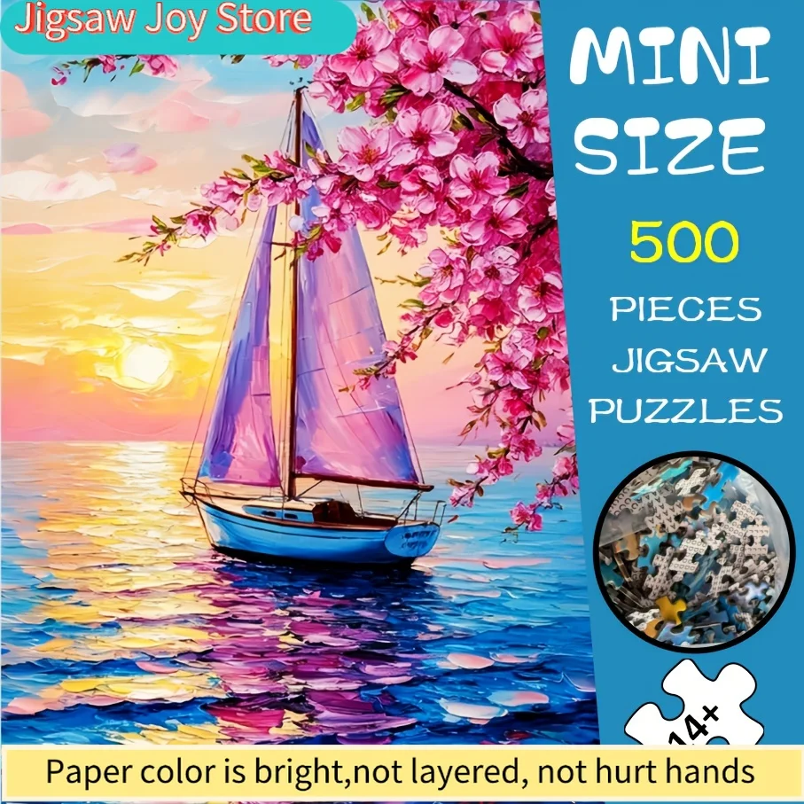 1 Box () Mini-Size Paper Puzzle Pieces Fit Together Perfectly for Adults – "Sailing Plum Blossom" Portable Card Game for Parti