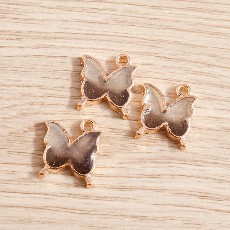 Tusember 20 Stück 14 x 16 mm Emaille-Anhänger mit Farbverlauf, Schmetterlingsanhänger für Tropfenohrringe, Armbänder, DIY-Schmuckherstellung, Zubehör – Detail 7